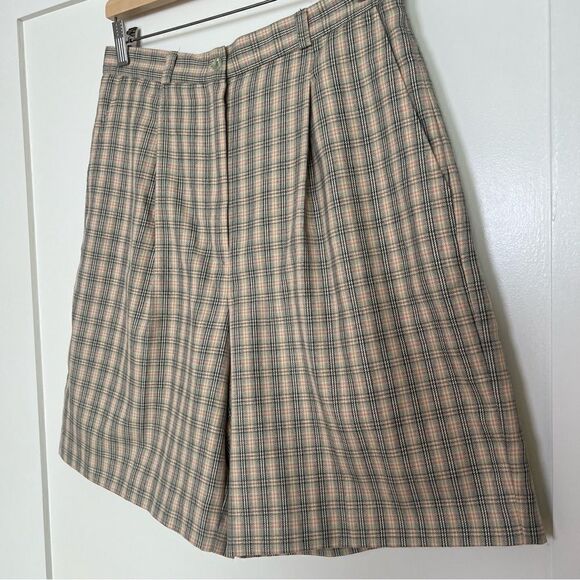 Vtg David Smith Womens Walking Shorts Size 10 Beige Plaid High Waist Made In USA - Picture 2 of 13
